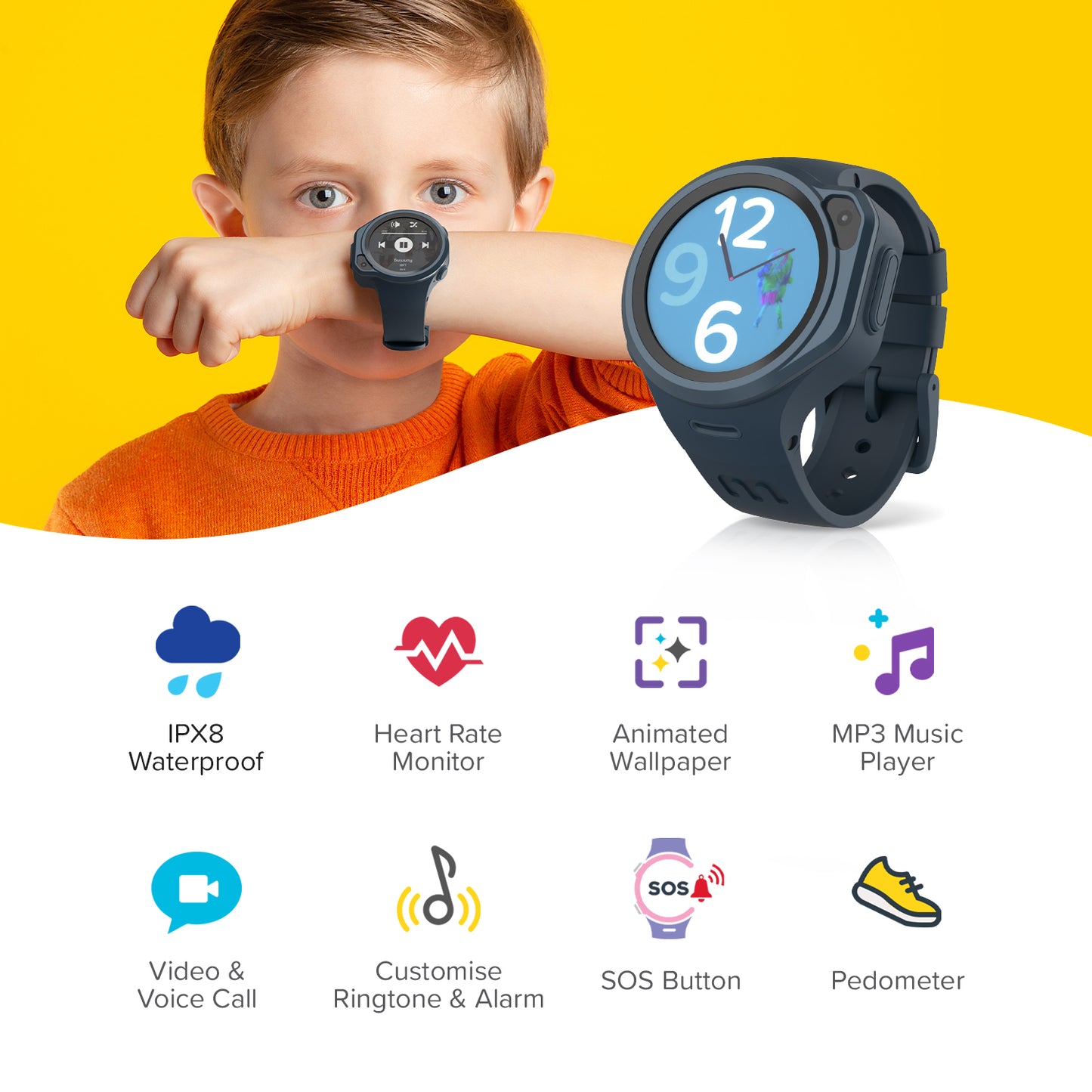 4G Kids Smart Watch with GPS Tracking, Video Call (Round) | myFirst Fone R1s