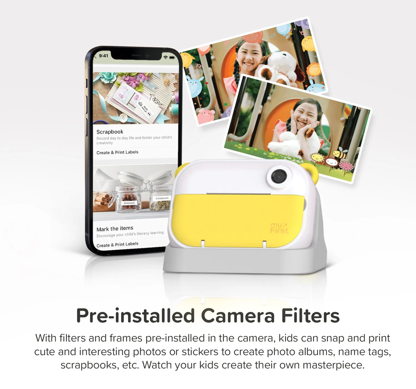 Instant Print Camera & Label Maker | Thermal Printer w/ Refills | myFirst Camera Insta Wi