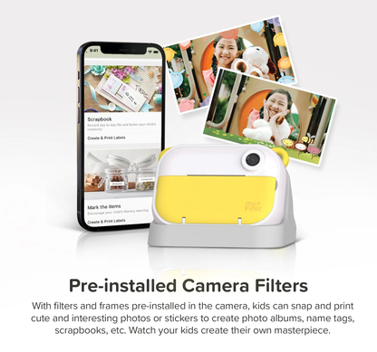 Instant Print Camera & Label Maker | Thermal Printer w/ Refills | myFirst Camera Insta Wi