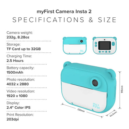 Instant Print Camera | Thermal Printer w/ Paper Refills | myFirst Camera Insta 2