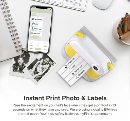 Appareil photo à impression instantanée et étiqueteuse | Imprimante thermique avec recharges | myFirst Camera Insta Wi